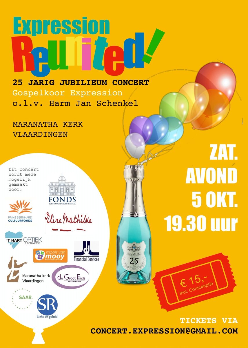 Nog 2 nachtjes slapen!! Nog geen kaartje, maar wel veel zin in een feestje? 🥳 Aan de deur worden ook nog kaarten verkocht! Tot zaterdag! 😁
#Jubileumconcert #Expression25