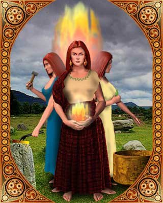Brigit, Brigid or Bríg ('exalted one') was a goddess of pre-Christian Ireland. 3 sisters (daughters of the Dagda) all called Brigid. Together they were responsible for the spring season, fertility, healing, poetry & smithcraft. Feast day Imbolc: 1 Feb.  #FolkloreThursday 