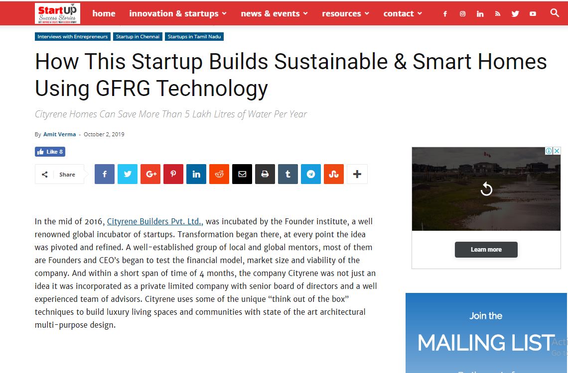 Another featured story of <a href="/Cityrene/">Rene Jensen</a>.
It was indeed our honor &amp; privileged to be featured in one of the well-known startup magazine. Thanks to <a href="/startup2succeed/">Startup Success Stories</a> who made this happen. 
#startup #greenbuilding #builders 
startupsuccessstories.in/how-this-start…