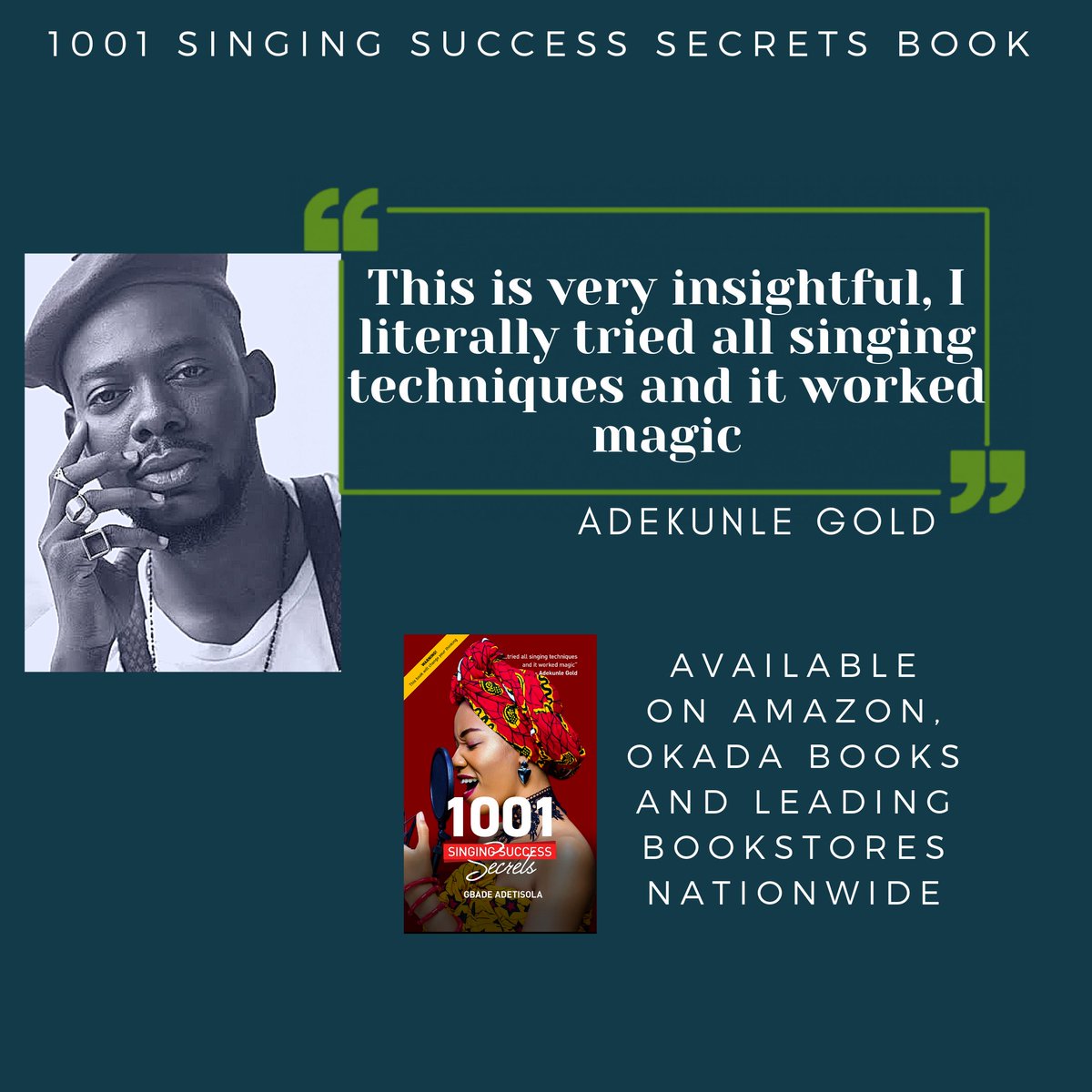gbadeofGod's tweet photo. @OgbeniDipo Do you want to sing better? Are you frustrated with losing your voice? Want answers about your singing hustle? Order a copy of my book #1001SingingSuccessSecrets. Call or Whatsapp 08023504696. 20yrs a Vocal Coach. Also Available on @amazon, @okadabooks
#MSMEThursdayWithDipo https://t.co/qnAhAj9FFY