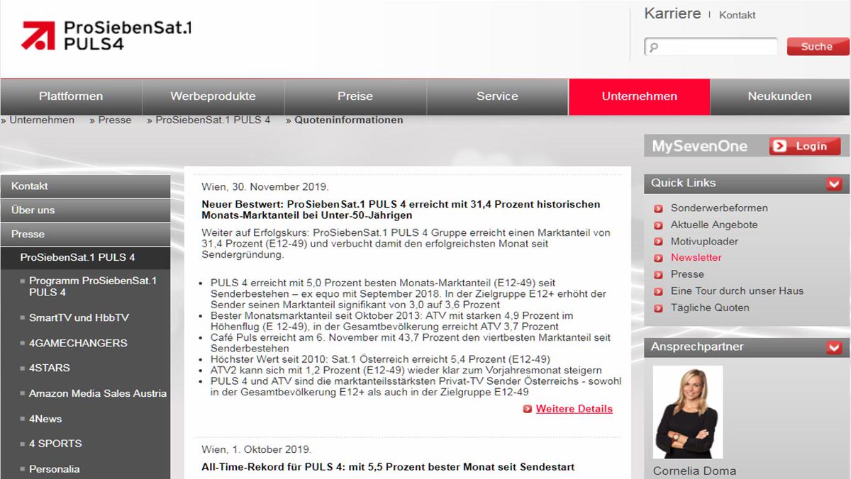 Breaking News aus der Puls4 Medienforschung: Die TV-Quoten für Oktober 2019 sind da! prosiebensat1puls4.com/content/bereic… 
 #gamechangers <a href="/stixmichael/">Michael Stix</a> <a href="/MartinBiederman/">Martin Biedermann</a> <a href="/DIEMEDIENat/">Harald Fidler</a>