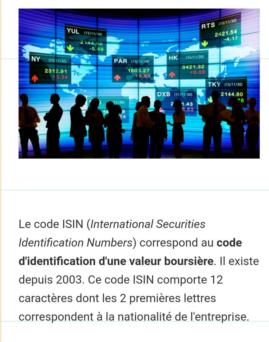 gwadeboy's tweet image. Bourse:Le code ISIN (International Securities Identification Numbers).#codeisin #bourse #action
