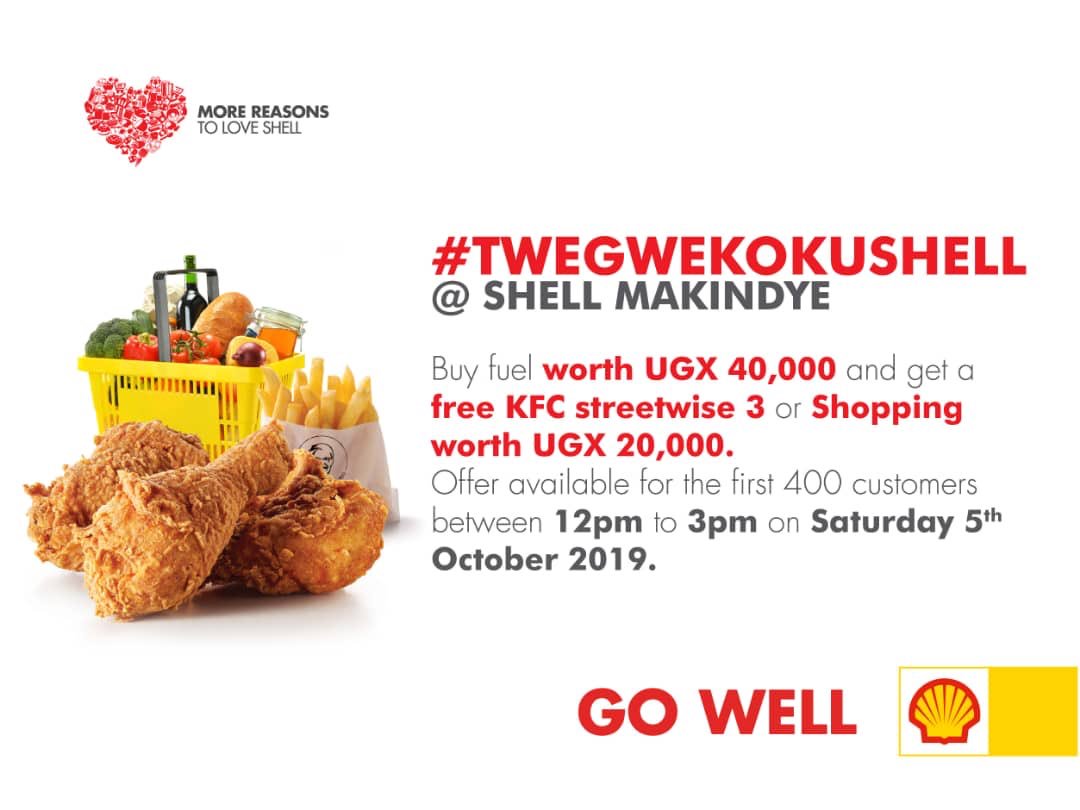 Last weekend was for the drivers, this week is for the shoppers. #KFCShellMakindye is still serving 🔥 #TwegwekoKuShell