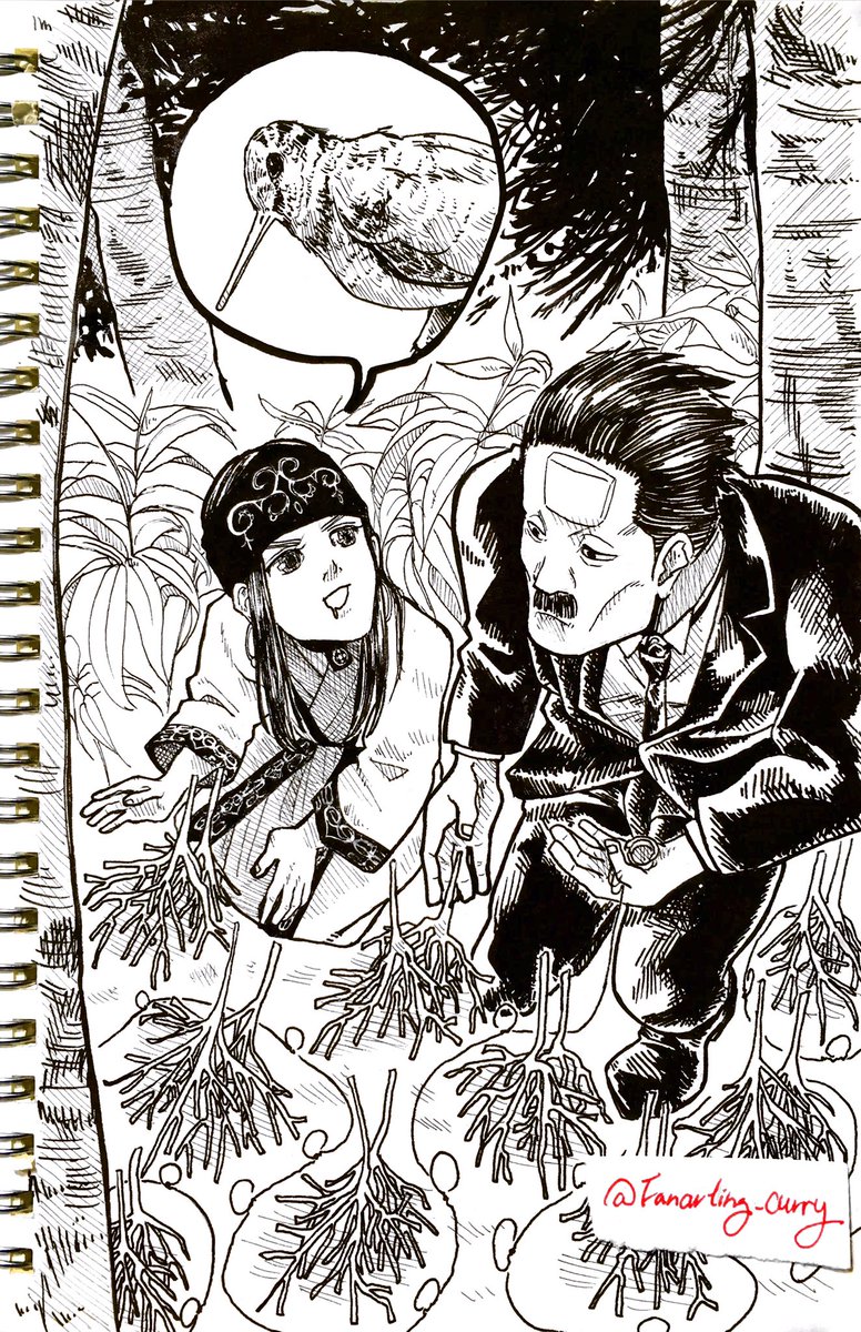 Day 3: Bait.
I screwed up. 😂
I thought they used a bait here... Then I tried to recall an Ainu hunting technique that used a bait and couldn't remember seeing one on the top of my head. 😔
#Inktober2019 #inktoberday3 #goldenkamuy 