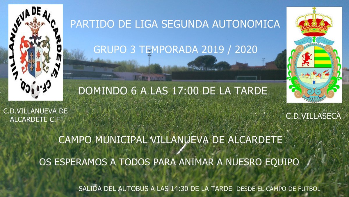 ESTE DOMINGO NOS DESPLAZAMOS HA JUGAR CONTRA VILLANUEVA DE ALCARDETE CON LA ILUSIÓN Y CONFIANZA DE TRAERNOS LOS TRES PUNTOS PARA NUESTRA CASA.