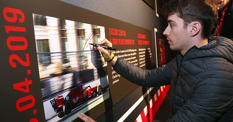 MuseiFerrari's tweet photo. Five months after the inauguration of the "90 Years" exhibit, more than 200,000 visitors have come to the #MuseoFerrari to indulge in @scuderiaferrari history. Among them a special guest: @Charles_Leclerc. Immerse yourself in the #Ferrari legend. https://t.co/q96i1FkEqO