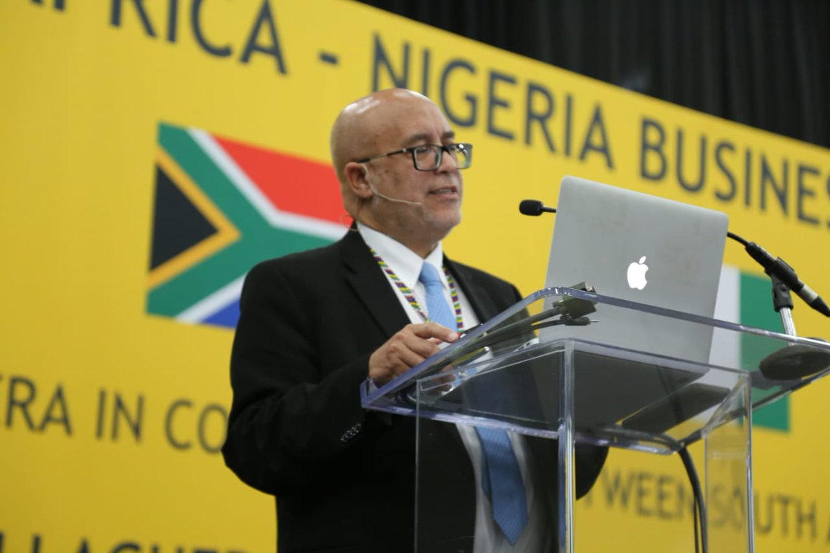We hear on the business climate and investment opportunities. The total value of trade between SA and Nigeria amounted to R50.8 billion in 2018. The major SA products exported to Nigeria include machinery; mineral products and chemical Products. #NigeriainSA <a href="/the_dti/">Technical Information Center</a> <a href="/nipcng/">NIPC</a>