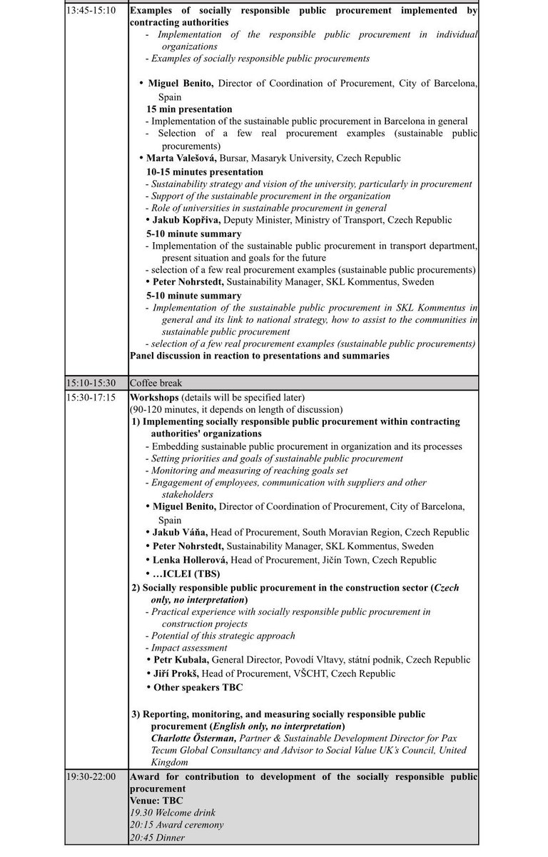 Honoured to join the Secretaries of State from Czech Republic &amp; Slovakia  &amp; other Public Officers to help drive a positive cultural shift in the approach to public procurement #responsibleprocurement  #socialvalue