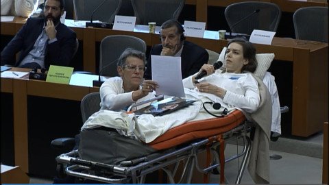 MECFSNews's tweet image. Impressive in multiple ways: Evelyn van den Brink addressing the EU petitions committee and speaking about the urgent need for more biomedical funding into #MECFS.
