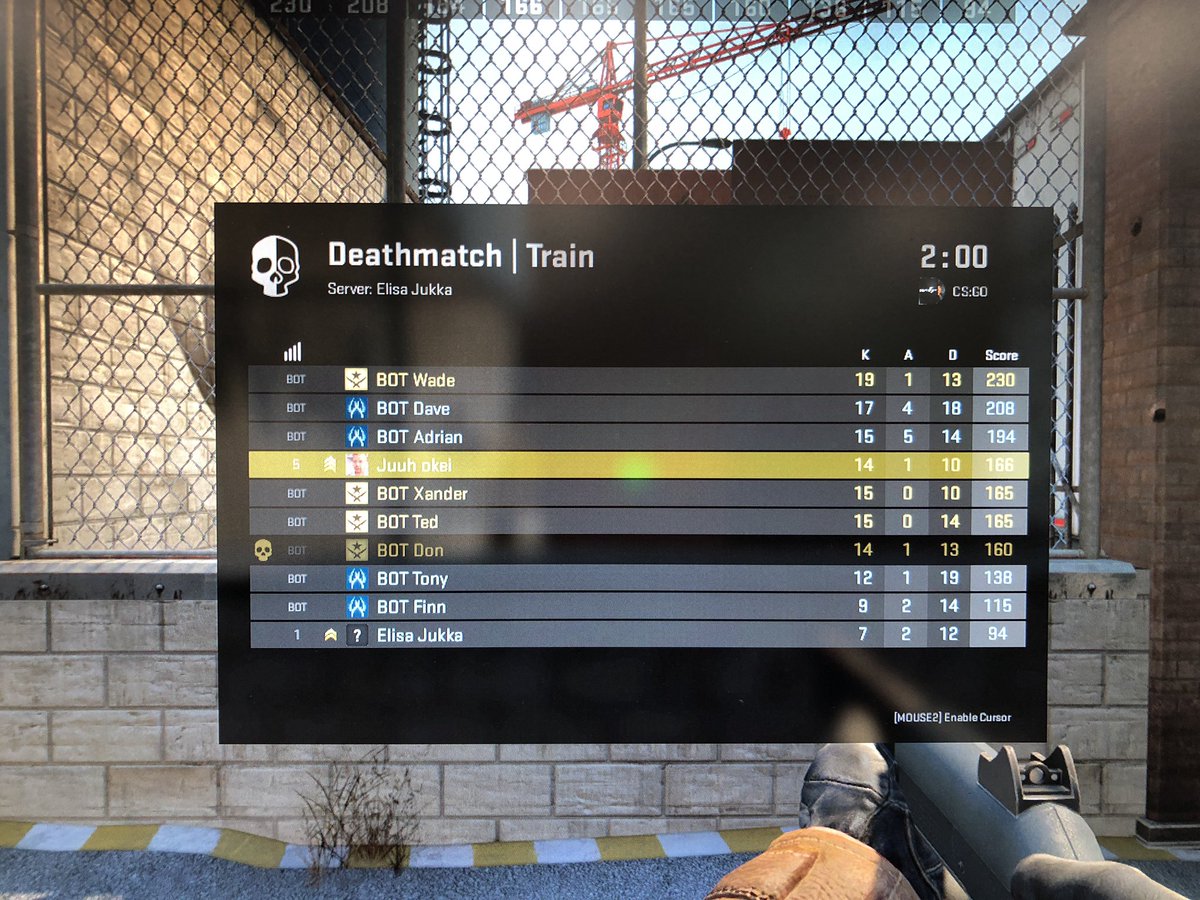 Ihan vaan tiedoksi #esportsfi ja varsinkin huippujengit <a href="/ENCE/">ENCE</a>, <a href="/HAVUgaming/">HAVU</a>, @SJGamingGG ja <a href="/kovaesports/">KOVA ❤️‍🔥</a> jos tarviitte vahvistusta: pelitunnit 0,1h ja rating K14/A1/D10. 😅
Kiitos myös <a href="/ShelterGameroom/">Shelter Gameroom</a> valmennuksesta! 💪
#trainonmunvahvuus