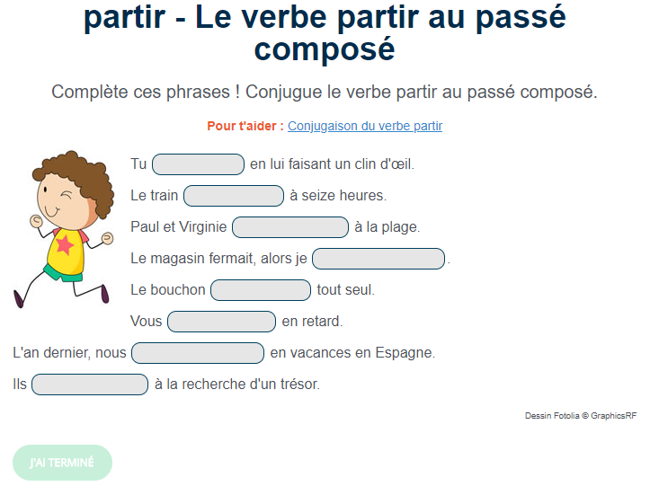 Partir Au Passé Composé De L'indicatif Personne expérimentée Changements depuis Critique verbe partir au passé