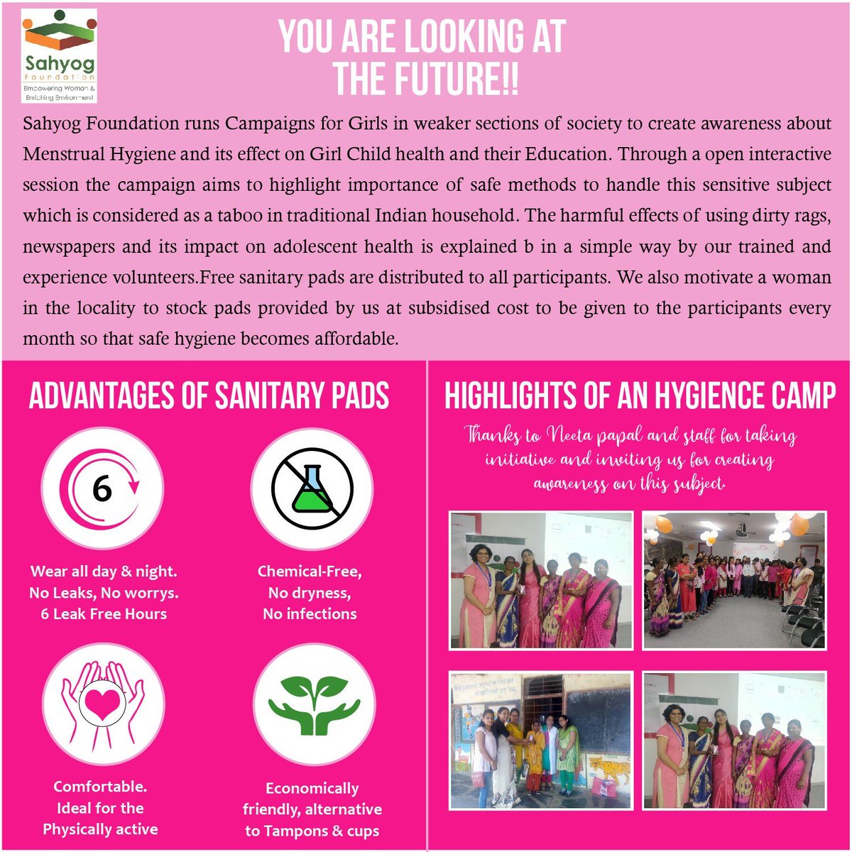 Taking up girls menstrual hygiene by creating awaress among young girls at scheool level, Over 54,000 young girls have benefitted. #oxigen #mhm #sanitary #pads #PadMan