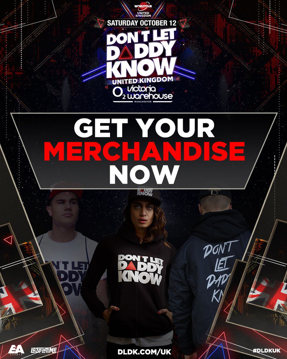Have you got your #DLDK Merch yet? 

DLDK Merch will be available exlclusively at the <a href="/O2VicWarehouse/">O2 Victoria Warehouse Manchester</a> on Saturday 12th October or buy online now dldk.com