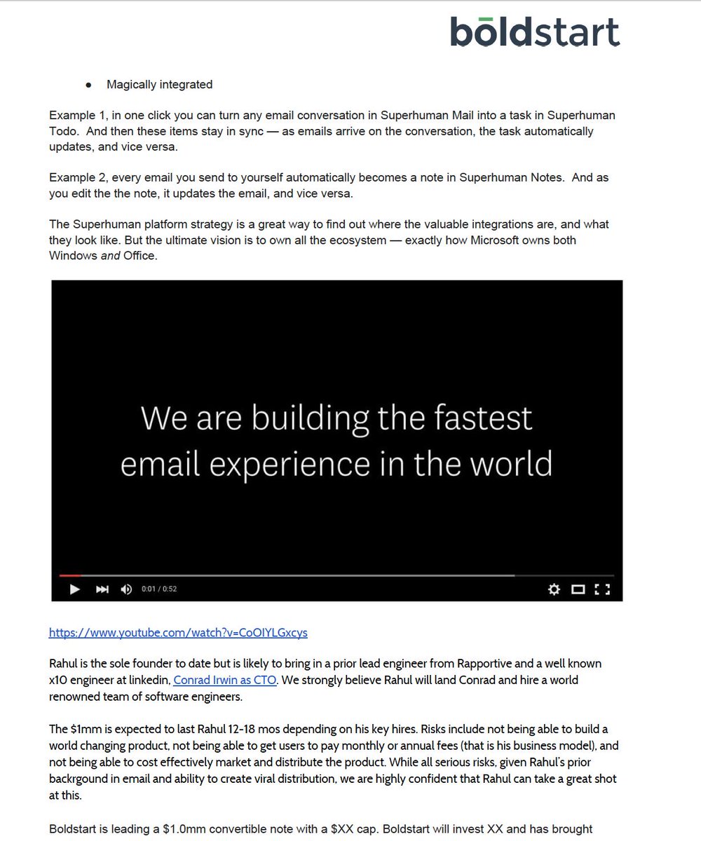 <a href="/rahulvohra/">rahulvohra</a> <a href="/Boldstartvc/">boldstart ventures</a> <a href="/firstround/">First Round</a> 🙏🏼 just for kicks, reminded me to look back at our memo from 2014 - key risks - not being able to build a world class product ✅, not being able to get users to pay ✅, not being able to cost effectively get distribution ✅ - 😃