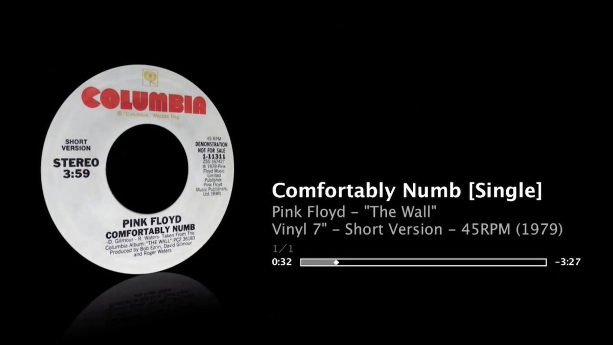 commandtandv's tweet image. #PinkFloyd - #single 3:59 - #ComfortablyNumb - #TheWall 1979
youtu.be/PIa8DLdH_Ps
Columbia’s official short version, and guide video's image is a Vinyl Demo Single version (not for sale).
This is my own edit, not official. I had restored music digitally from Remastered CD.