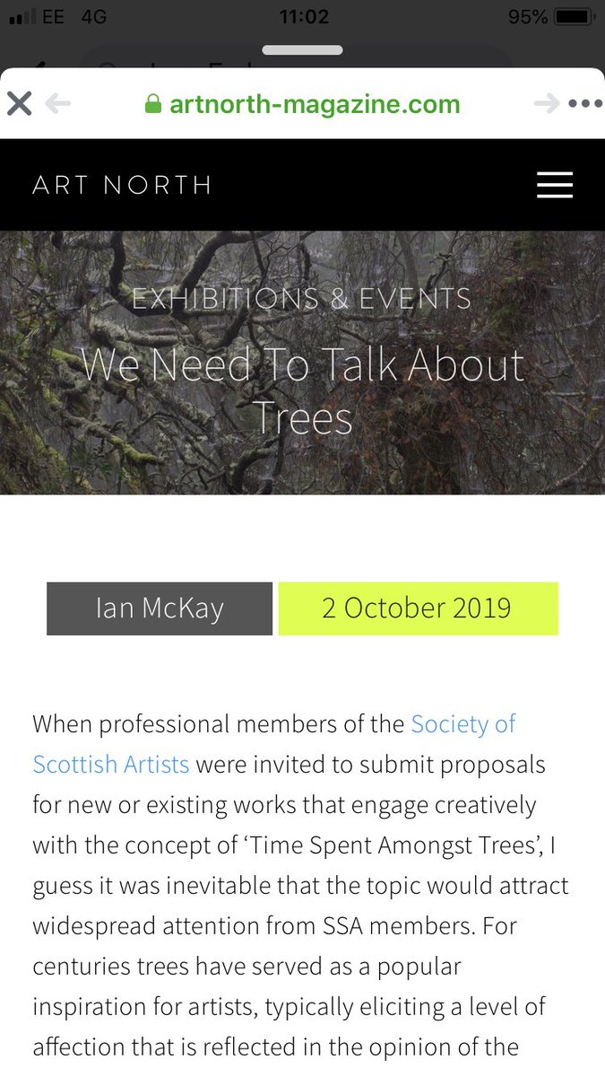 JanaEmburey's tweet photo. Many thanks to @ArtNorthMag for the article and a mention!

‘Time Spent Amongst Trees’, The Meffan Museum &amp; Art Gallery, @SocietyScotArt until 2 Nov 
#art #exhibition #contemporaryart #SSA #Forfar #Meffan #Coupar #gallery #museum #trees #nature #painting #ink #artnorthmagazine https://t.co/DRmKkpWlpJ
