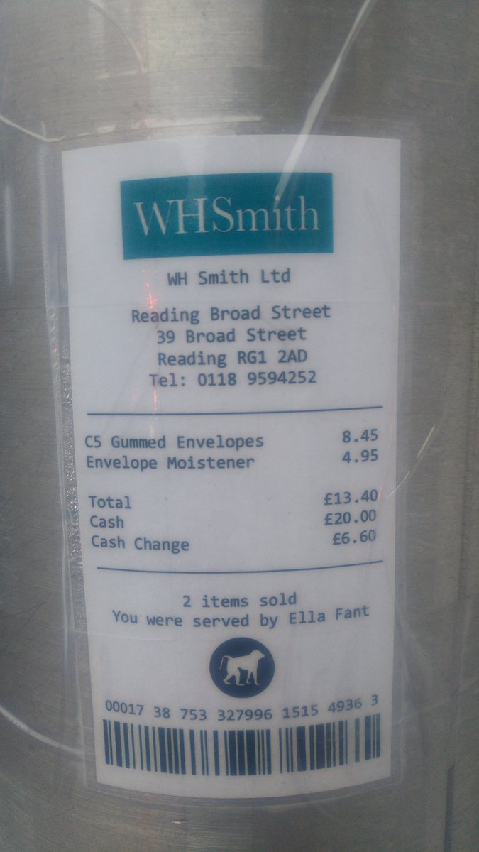 salfordmatt's tweet image. &quot;You were served by Ella Fant&quot;
#LampPosts #rdg