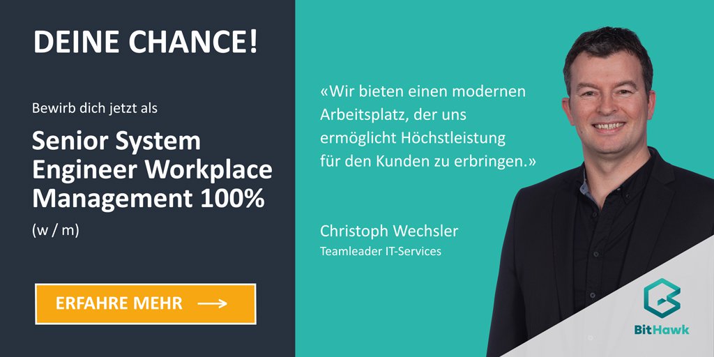 BithawkA's tweet photo. Unser engagiertes Team in Sursee freut sich auf eine dynamische Persรถnlichkeit.. Weitere Informationen ๐๐ https://t.co/sqSvAwbUGa
#Jobs #deineChance #BEAHAWK #SeniorSystemEngineer #ModernWorkplace #BitHawk https://t.co/BIEfMrEaFt