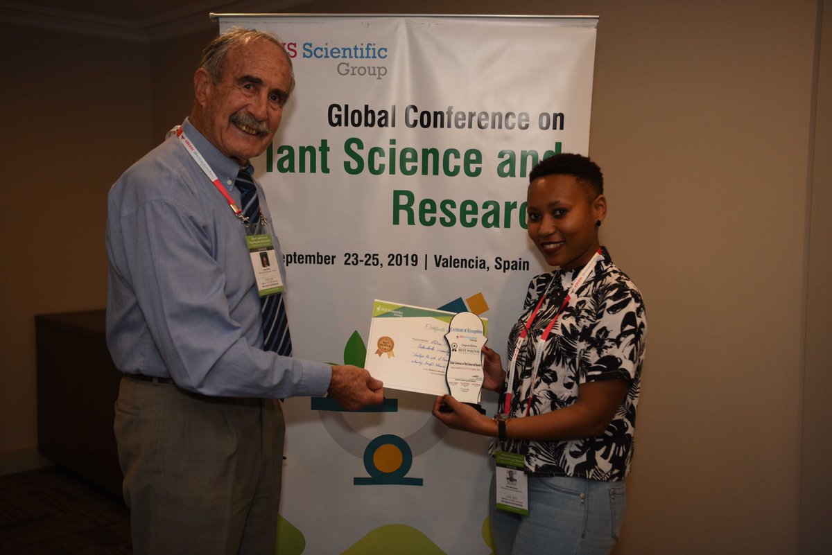 PlantScienceCo2's tweet photo. #Congratulations for Nelisa Mbambalala from @StellenboschUni, #SouthAfrica  for Best Poster Award at #GPR2019 Plant Science and Research Conference https://t.co/QF0LQvzS2l