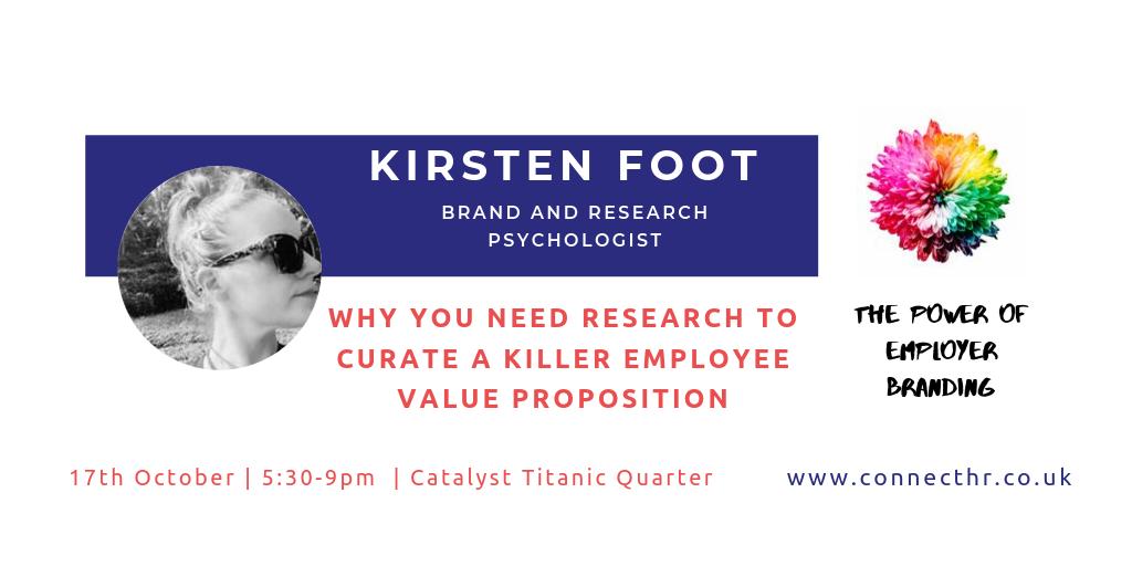 Are you starting out on your #EmployerBranding journey? Does your #EmployerBrand need a rethink? 

At #ConnectHR, Brand &amp; Research Psychologist, Kirsten Foot will share the essential steps to curate a killer employer value proposition. 

Tickets here: bit.ly/2lIGSLC