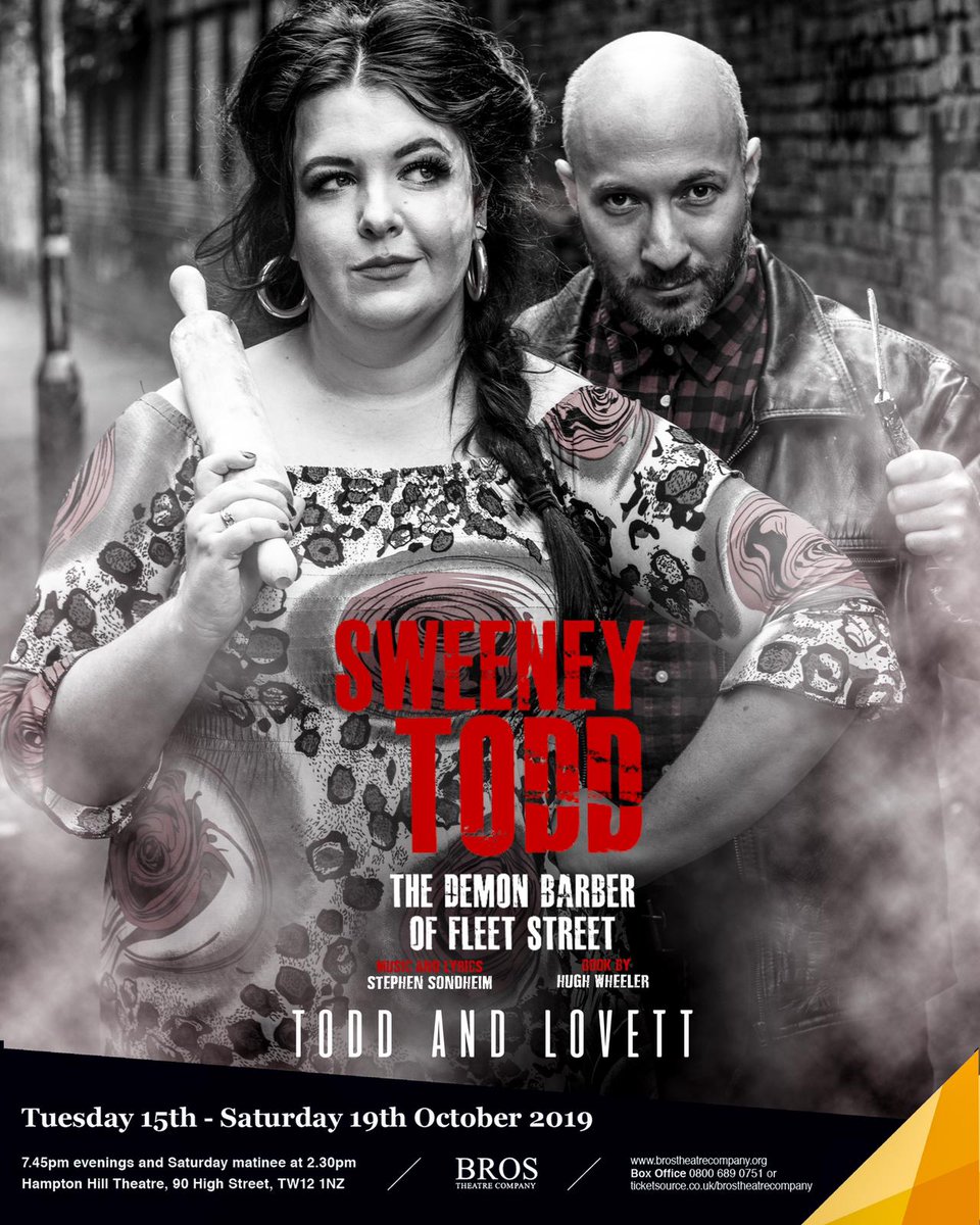 Sweeney Todd is on @hhilltheatre from 15th-19th October. Have you got your tickets yet? 

To book: bit.ly/BROStickets
#pies #knives #theyalldeservetodie #bringyourchopper #couplegoals #doesntendwell
@LoveHamptonHill @HamptHilltweets
@teddington_tc pls RT

Thanks to @pndphoto