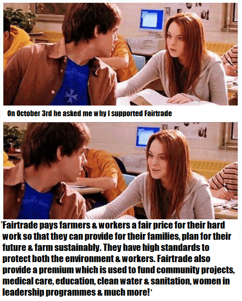 Fairtrade_ie's tweet photo. Supporting Fairtrade is so fetch.
#CreateFairtrade #MeanGirlsDay https://t.co/HtxNNJzM0M