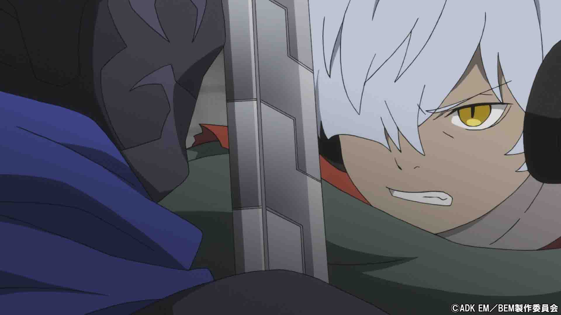 アニメ Bem 公式 Bem 11話あらすじ紹介 世間の大きな注目を集める中 ギャヴィン殺害事件の ベムの裁判がはじまった フェルトはベラ ベロの存在も公表し 裁判所に衝撃が走る そんな中ベラは友人たちに呼び出され ベロは自分をつけ狙う影男を