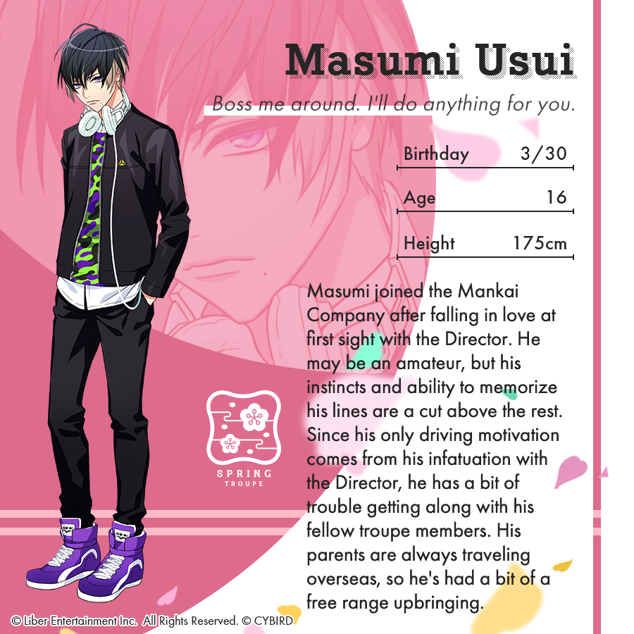 A3 English Official Our Next Spring Troupe Actor Is Masumi He S A Bit Stoic And At Times Very Passionate When It Comes A Certain Director A3game T Co Wustxjppyq