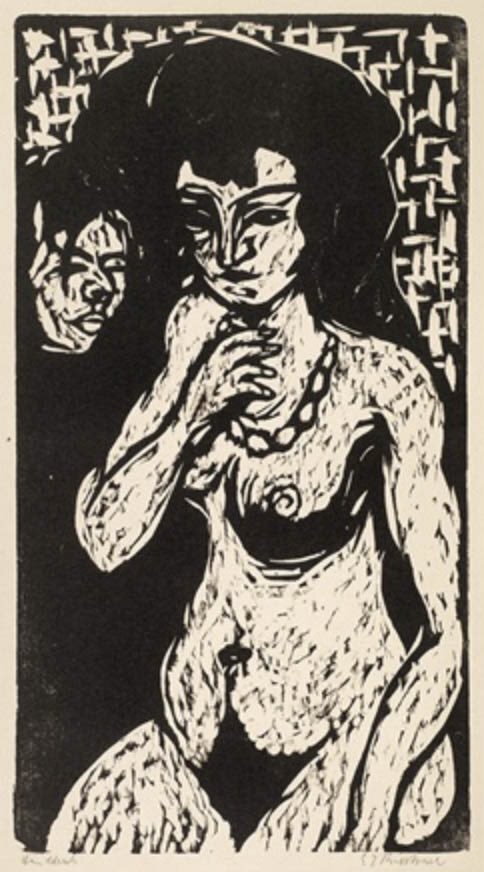 fineartaddict's tweet photo. #Mustsee ErnstLudwigKirchner exhibit @neuegalerieny. These woodcuts (1908) not in exhibit. “Two Nudes” (1907) @ngadc https://t.co/CdDxRu4Hrj