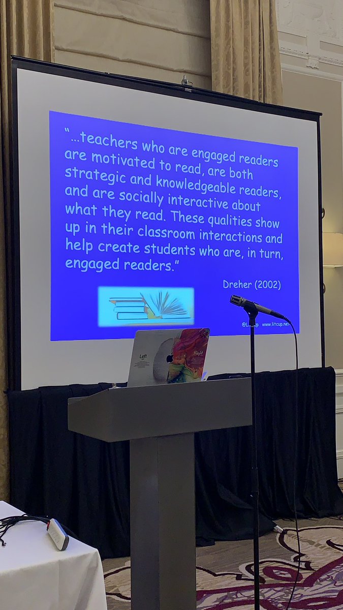 ProfBrianTucker's tweet photo. @LitCup reminds us that we help shape our students as readers and writers through our own reading and writing habits and behaviors. #IRC2019 https://t.co/ruz9FcvEAk