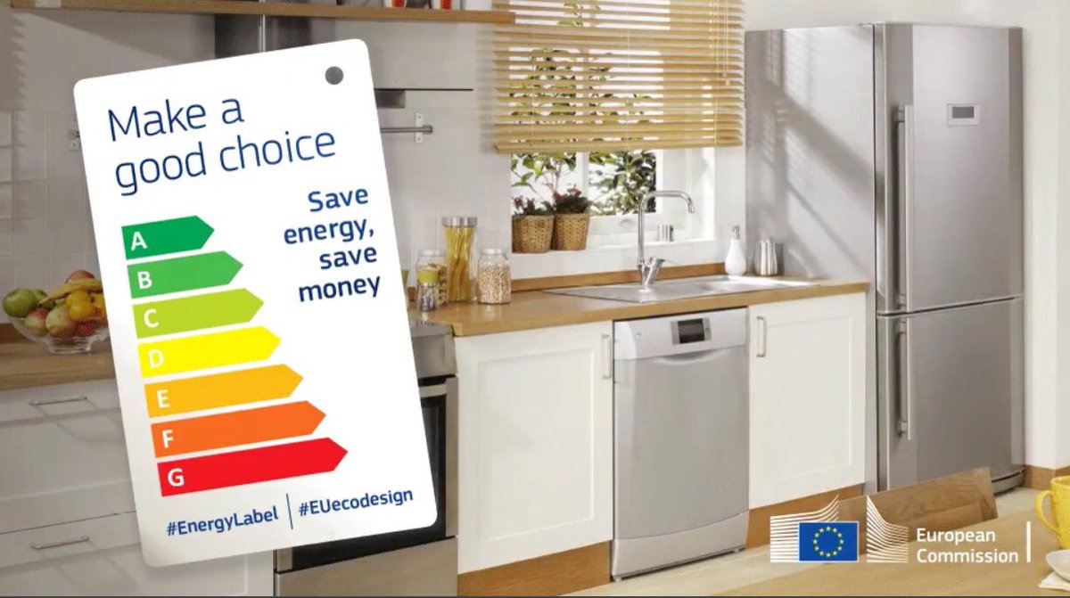Ev ekipmanlarını daha sürdürülebilir yapacak yeni ekotasarım kuralları 1 Ekim 2019 tarihinde Avrupa Komisyonu tarafından kabul edildi.  europa.eu/!vQ98dy #EUecodesign #EnergyLabel
