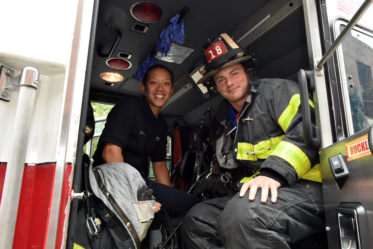 FDNY's tweet photo. #NYR Chris Kreider, @blemieux22 @rodgilbert7 and Tom Laidlaw celebrated Hockey Week in New York by visiting #FDNY and @NYPDnews members at #Engine15 #Ladder18 #Battalion4 and @NYPD7Pctnyran https://t.co/mEm57pIdAO
