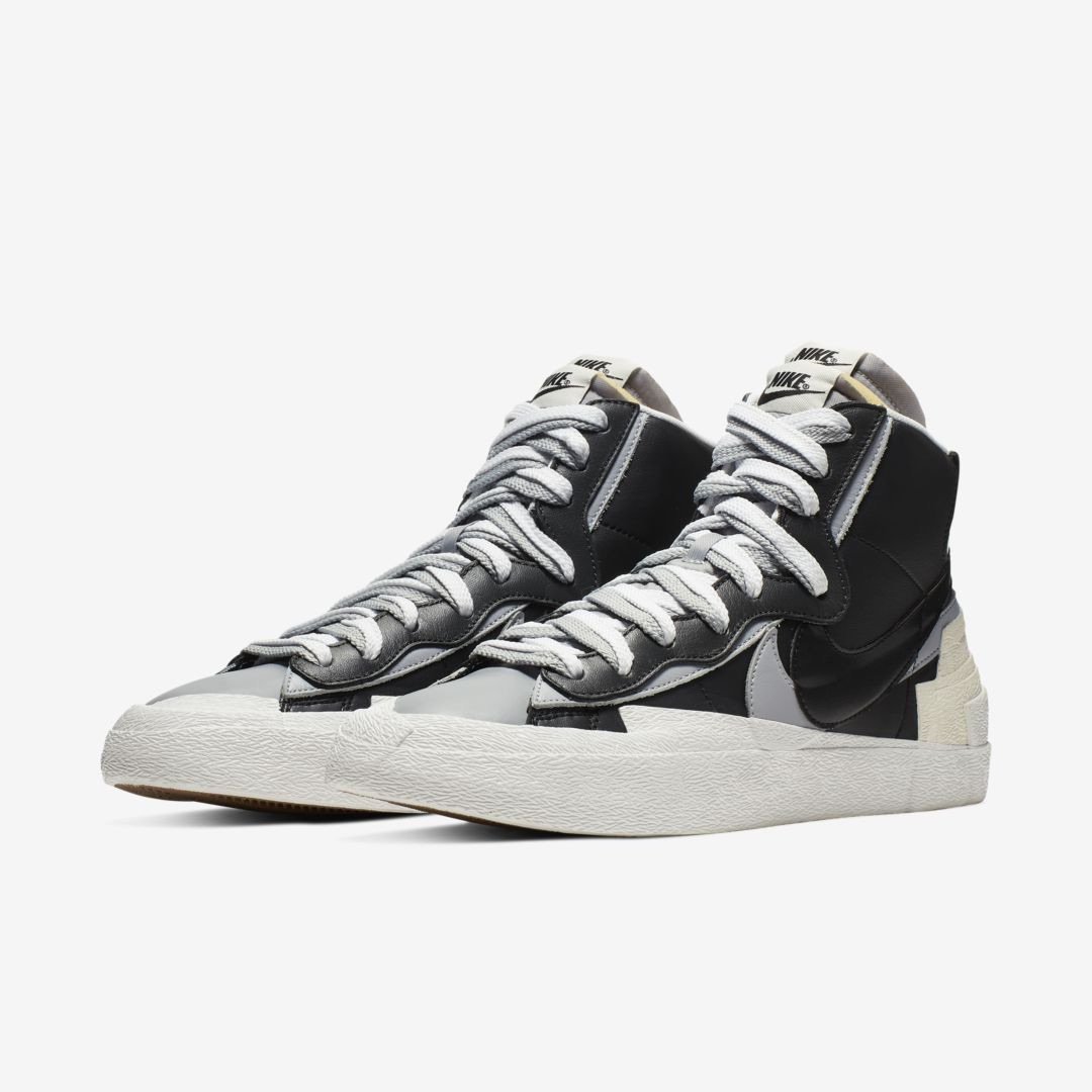 J23app's tweet photo. Sacai x Nike Blazer Mid “Black/Grey” official images https://t.co/Vww7WGbT3a