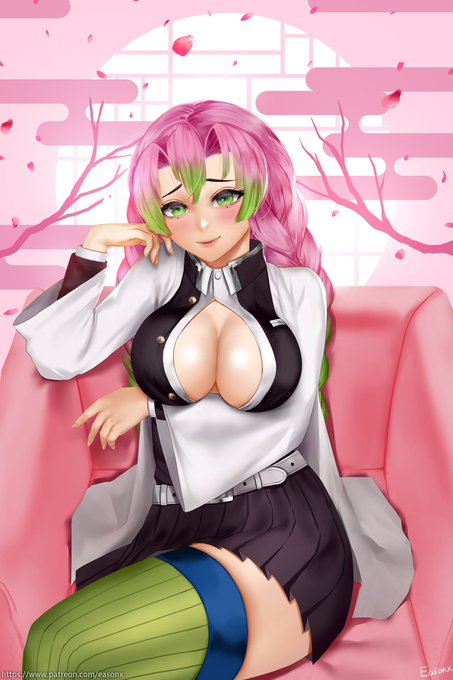 EASONX🔞( Commission Closed)さんがTwitterに投稿した甘露寺蜜璃(鬼滅の刃)のイラスト。