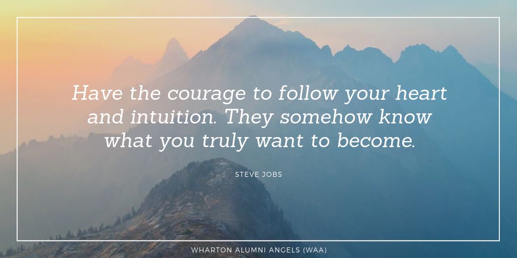 Giving wings to this intuition is angel investing, with Wharton Alumni Angels turning the tides your way.

It’s time to turn your dreams into a reality.

#ThursdayMotivation #ThursdayThoughts #thursdayvibes #stevejobs #apple #whartonalumniangels #investment #angelinvestors
<a href="/Apple/">Apple</a>