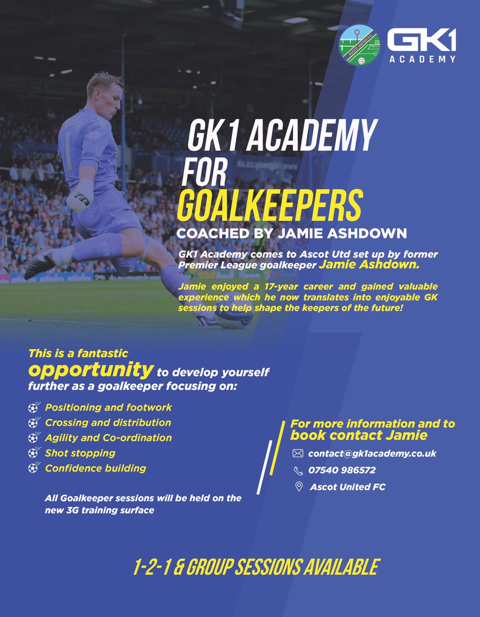 Excited to be partnered with @AscotUnitedFC @AscotUtdYouth for my new GK1 Academy #goalkeepers #ascotunited #ascot #future