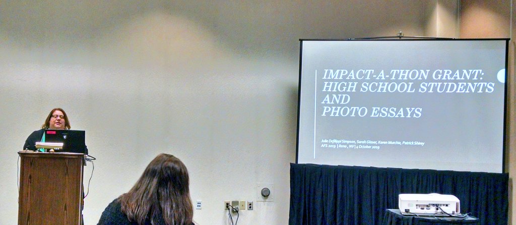 AFS_SciComm's tweet photo. .@AFS_SciComm Impact-a-thon awardees @DefilippiJulie, @SGlaserSF, @KarenJMurchie, and @pshirey took what they learned about #scicomm during the 2018 @AmFisheriesSoc meeting to engage underserved youth in science through photo essays #AFS149 #TWS2019 #FishNWild https://t.co/mS4i1tYfLl