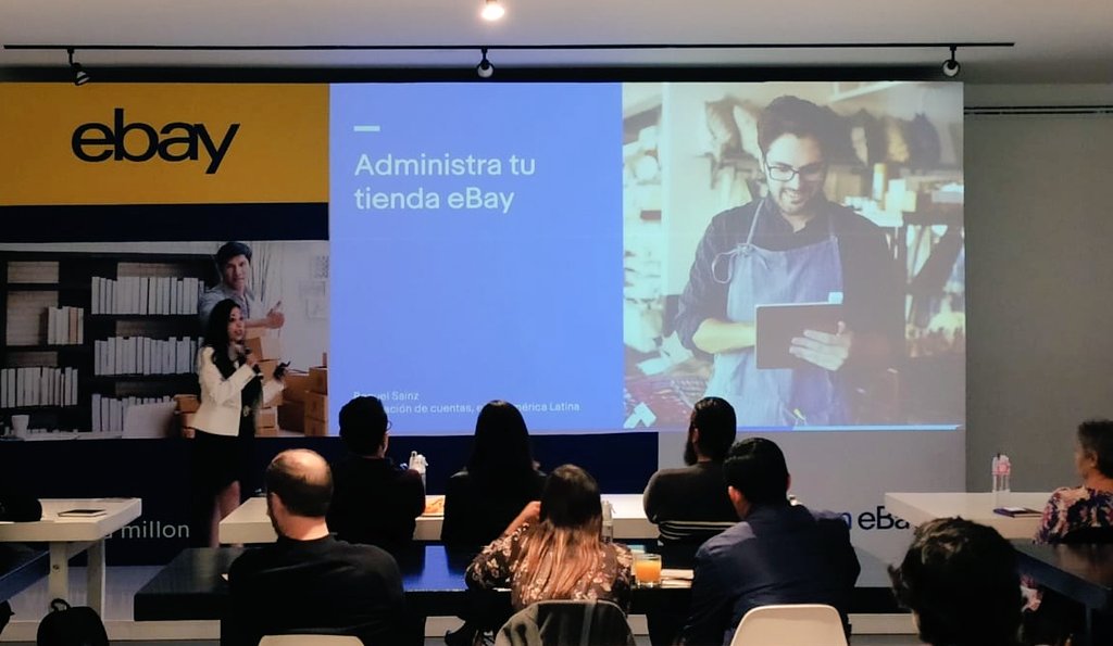 ebay_Mexico's tweet photo. Comenzamos el evento #EmprendedoreseBay2019 con Xavier Aguirre nuestro Gerente Sr. de Desarrollo de negocios LATAM y Raquel Sainz y Leslie Ulloa del equipo de integración de cuentas. #ecommerce #entrepreneur https://t.co/0HYNzPJa6W