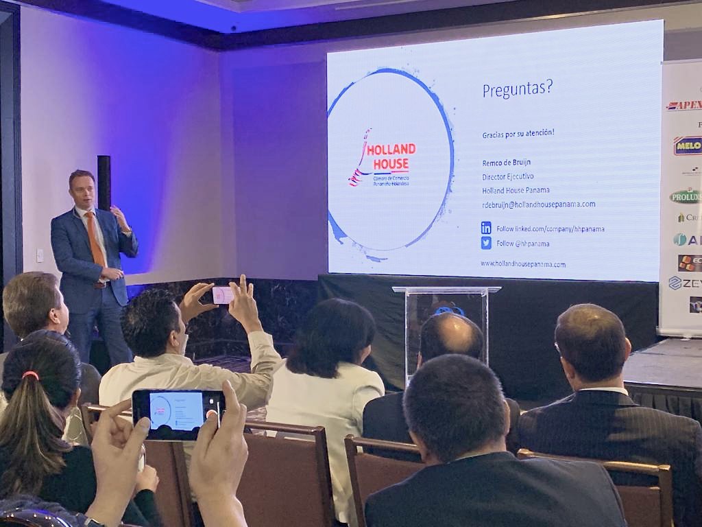 hhpanama's tweet photo. #Conexport yesterday -> session on opportunities & challenges of #exporting to NL 🇳🇱. @remco_debruijn: ”Do your homework & make sure you comply with the high quality and safety standards on the Dutch market”. Are you a 🇵🇦 exporter? Check : https://t.co/agn4fpQJ6u https://t.co/zIfa52e3KS