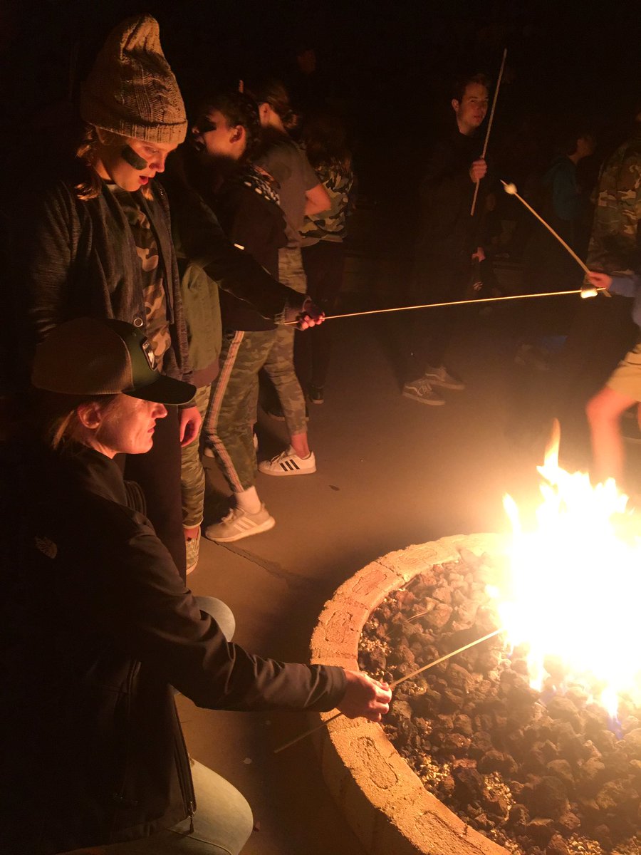 VCSpiritualLife's tweet photo. Mrs Mikels enjoying some S’mores with the 6th grade @VCSCrusaders https://t.co/Mv06HczvuH
