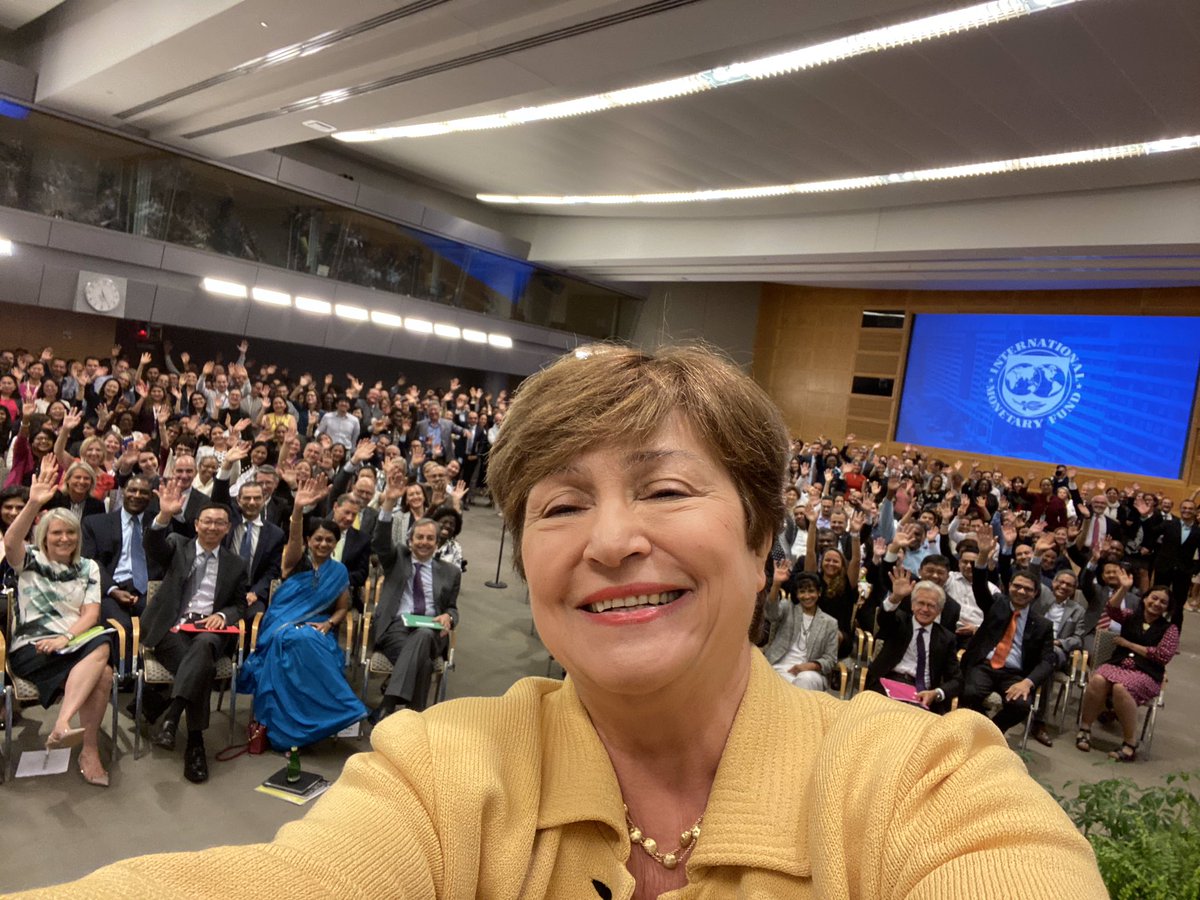 KGeorgieva's tweet photo. My first selfie with IMF staff during our town hall meeting. What a great institution--and a great team! https://t.co/9ECj67lpb9