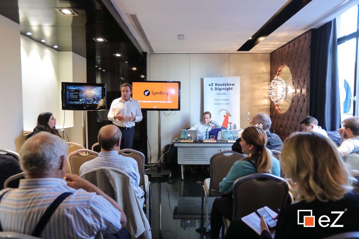 ibexa_fr's tweet photo. eZ Roadshow &amp; Diginight is starting here in Madrid!! So happy to be here with our partners The Cocktail &amp; Microblau #ezroadshow2019 #cms #dxp #digitaltransformation #php #symfony https://t.co/fqkVSZxX2s