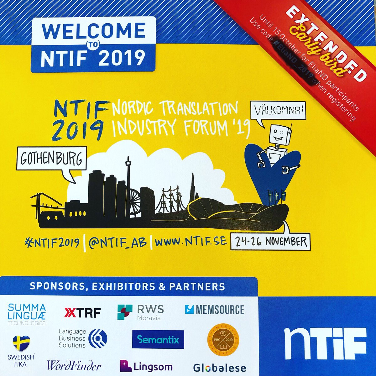 To all the #EliaND attendees - we offer you an extended early bird for #NTIF2019 - come pick up your leaflet at the registration desk to get the code...