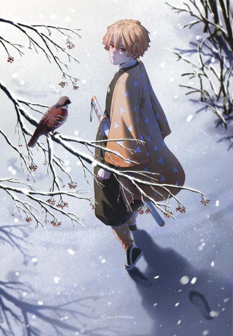 weyo 🐋さんがTwitterに投稿した我妻善逸(鬼滅の刃)のイラスト。