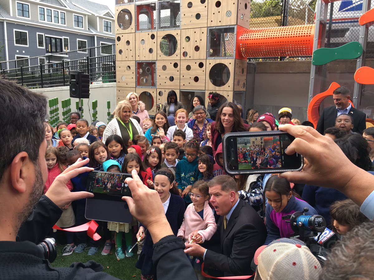 BostonSchools's tweet photo. Celebrating the brand new playground for the @sumnerbps and @BostonSchools community in #Roslindale! 

Thanks to @marty_walsh &amp; @Boston_PFD, the playground was reconstructed following a 2016 arson. Lots of #sumnersmiles! Thanks to student speakers Lianna &amp; Maria! #BPSProud ⛹🏽‍♀️⚽️👏🏽 https://t.co/Y5ZBksU5h2