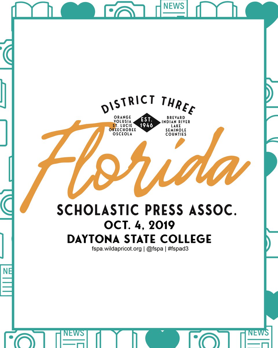 FSPADistrict3's tweet photo. FSPA District 3 workshop is tomorrow, Oct. 4 at Daytona State College in Daytona Beach, FL. Students and advisers will come together from across Central Florida to develop their journalism skills for student-run news, yearbook, and broadcast. https://t.co/x233V3zyQh