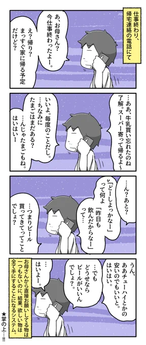 お母さんの手口

#一日一絵 #4コマ #絵日記

※描き終わった後で…あれ?こんな話前にも描いたような気がする…と思ったんだけど、もう描いちゃった後だし、まぁ日常なんて基本同じことの繰り返しだよね?と開き直って何食わぬ顔で投稿します。
(もしネタかぶりだったらスミマセン。) 