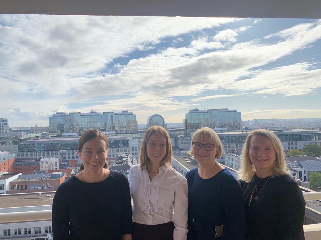Celebrating the new #Nordic #Finance office opening in Brussels today. Office views with ⁦@FinFinance⁩ colleagues ⁦@Piianoora⁩ @eevalahikainen ⁦@ElinaKamppi⁩ ⁦@finanssiala⁩ #NordicCooperation
