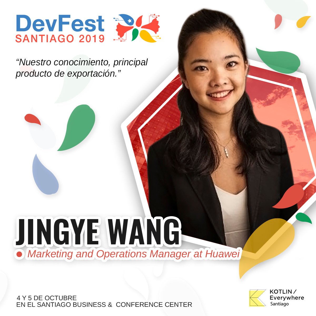 Maravillosa noticia! Jingye Wang Cloud Marketing y Operations Manager en <a href="/Huawei/">Huawei</a> será speaker en el DevFest Santiago 2019! Estamos felices de que nos acompañe y ya no queda nada!  devfest.cl

#devfest #womentechmakers #devfestsantiago #devfest19