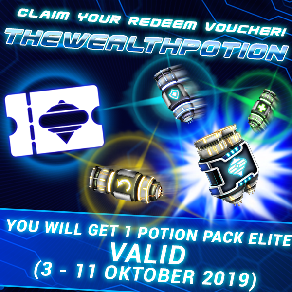 maentrus's tweet photo. 🎫 Input REDEEM CODE to get Potion Elite Pack!

"THEWEALTHPOTION"

The code is limited, use it before runs out, available for use starting on 3rd October 2019, don't forget to update with the latest version of Gyro Buster.

🎟️ Grab it fast! Only for the first 200 Players! https://t.co/9VVJXVg8oz